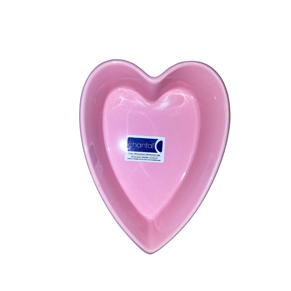 Chantal Pink Heart Shaped 1 ¼ Cup Bakeware Ramekin Stoneware (93-HL11)
